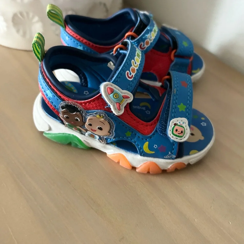 Cocomelon Kids Size 5 Colorful Velcro Sandals with Cartoon Characters
